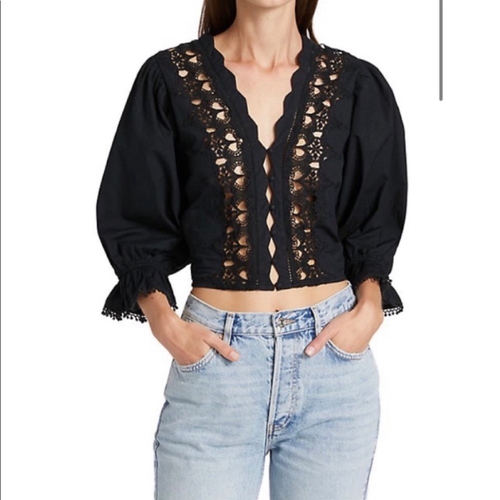 Free People Louella Embroidered Cotton Top